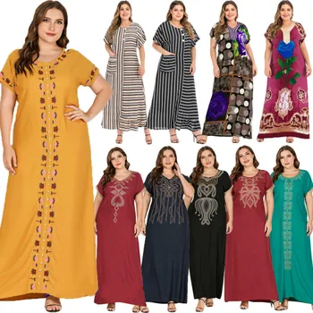 Novih tam kaftan Abaya Muslimanske Ženske Dolga Obleka Vezenje Maxi Svoboden priložnostne Obleke Haljo Jilbab
