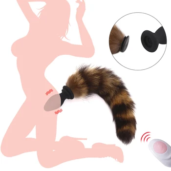 Sex Toy Fox Rep Analni Čep, Vibrator Brezžični Daljinski Vibriranje Rit Plug Anus Dilator Za Pare Odraslih Igra, Cosplay Dodatki