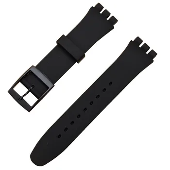 Visoka Kakovost Črno Bel Mornarice Brown 17 mm 19 mm 20 mm Silikonske Gume Watchband Za swatch Pisane trak Gume, plastične sponke