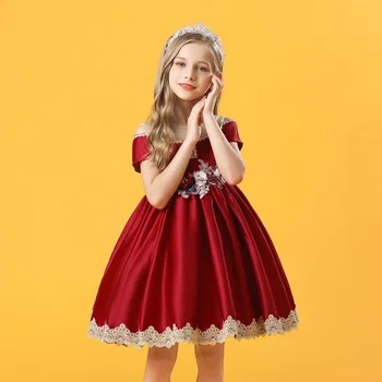 Malčka Princesa Obleko Dekleta, Obleko Praznična Noša Otroci Eleganten Poroka Obleke, Rože Otroci Oblačila Rojstni Vestidos