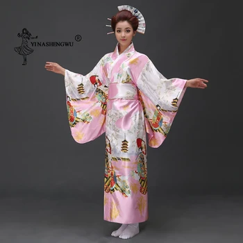Japonski Tradicionalni Cvetlični Tisk Dolgo Kimono Japonska Femmes Fazi Kostum Cosplay Cotume Azijskih Clothings Seksi Gejša Yukata Ženske