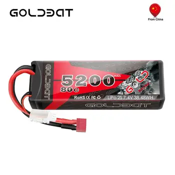 GOLDBAT Lipo Baterije 7.4 V 5200mAh 2S Lipo RC Baterije, Trdi Primeru 80C RC, Polnilna Baterija Z Dekani Plug Za RC Avto Tovornjak