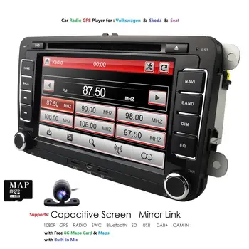 Dve din Avto DVD GPS Navi Radio Stereo Igralec za Volkswagen VW Golf VI Touran Passat sharan Jetta DAB BT+Kamera+Zemljevid