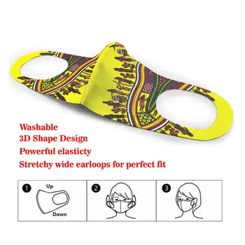 Vingate Rumena Afriške Dashiki Print Masko Za Prah Usta-Žarilna Stroj Tkanine Odraslih Zaščitni Obraz Windproof