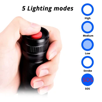 Močan XHP50 LED Svetilka Nepremočljiva Zoom LED Taktično Svetilko 5 Razsvetljavo Načini Powered By 18650, ali 26650 za Zunanjo Razsvetljavo