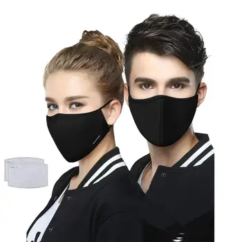Korejski Slog Bombaž Črno Masko Usta Masko Proti PM2.5 Masko za Prah z 2pcs oglje, Filter za Masko Tkanine Maske