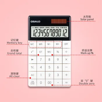 Osalo 12 Mestno Dvojno Napajanje Kalkulator Ravno gumbi kalkulator Nastavljiv nosilec za Izklop design Office Komercialnega Tipa