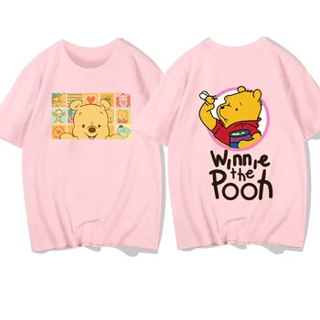 Disney T-Shirt Elegantna Moda Winnie Pooh Bear Tiskanje O-Vratu Puloverju Kratek Rokav Tee Pari Unisex Ženske T-Shirt Top 5 Barv