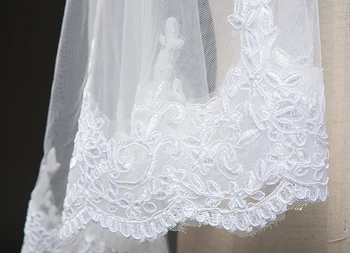 2019 poročni veil kratki dolžini čipke forme tančico za poroko komolec dolžini tančico, narejene na Kitajskem