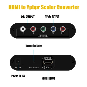 HDMI Pretvornik HDMI, YPbPr, da 5RCA RGB z Scaler Adapter Podpira 1080P za HDTV Monitor
