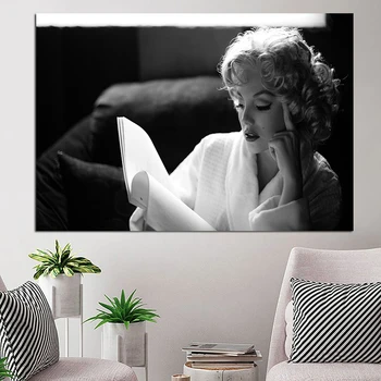 Platno Slikarstvo Plakat Monroe Doma Dekoracijo Sodobne Seksi Marilyn Branje Knjige, Slike na Steni Natisnjeni Slikarstvo Brez Okvirja