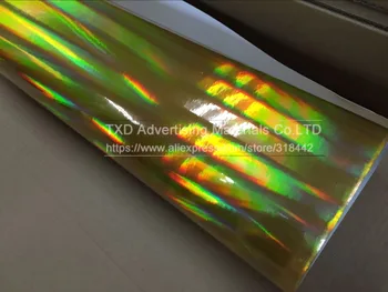 20X49CM/Veliko Zlata Chrome Holografski Zaviti Mavrica Vinil film Chrome laser Vinil avto nalepke z zrakom prost mehurček, ki jih brezplačna dostava