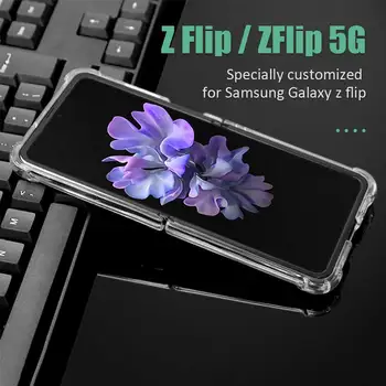 Krat Ohišje za Samsung Ž Flip 5G, zračna Blazina Proti Padcu Silikonski Jasno Capas Mehko TPU Telefon Caso Zajema Krava SkEn PrEnt