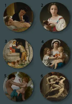 Bouguereau Steni Visi Dekorativne Plošče Klasične Umetniške Jed Hotel Ozadje Zaslona Mati in Otrok Oljna slika Ploščo