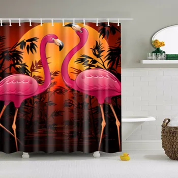 Lep Živali, Pink Flamingo, Tuš Zavese Nepremočljiva Tkanine, Poliester Kopalnica Zaveso, S Trnkov 180x180cm