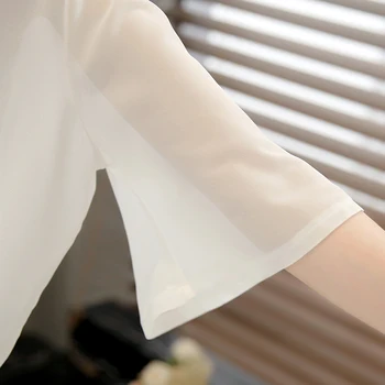 Nov Prihod Poletja Sunproof Bluzo Cardigan Fashion Ženske Šifon Bikini Srajce Kimono Jopico Srajce Pol Rokav camisa bela