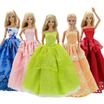 Naključno 5x Visoke Kakovosti Obleke, Poroka Stranka Večerno obleko Mešani Slog Barvita Oblačila Za Barbie Lutka Dodatki, Igrača za Otroke