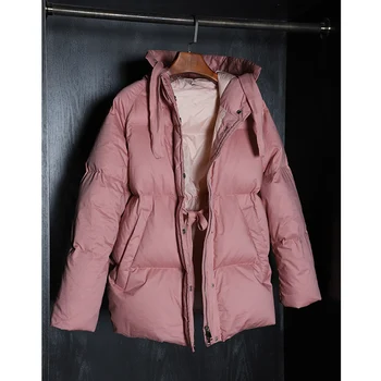 Zimske Ženske jakna Priložnostne Trdna debel toplo Dolgo Hooded parkas Jopiči, ženski žep rdeča, roza barve plašč