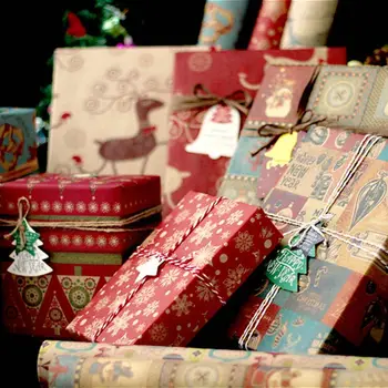 6pcs Božič Ovojni Papir Darilo Prisotna Vrečko Pakiranje Snežinke Santa Dekor