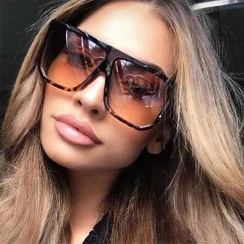 Kvadratni letnik ženska sončna očala Prevelik Ravno Top Gradient odtenkih za ženske, Retro ženska sončna očala 2019 Velik Okvir Očal
