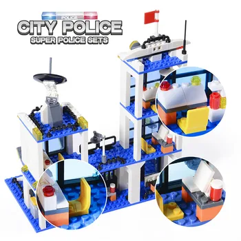 818pcs City Policijska Postaja SWAT Avto gradniki Združljiv Mesto Policija Opeke Fantje Prijatelji Igrače za Otroke, Fantje Darila