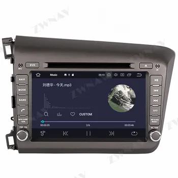 Android 10.0 4G+64GB Avto Radio, GPS Navigacija za Honda Civic 2012-Auto Stereo Glavo Enota Multimedijski Predvajalnik Trak Recoder internetnih storitev (ISP)