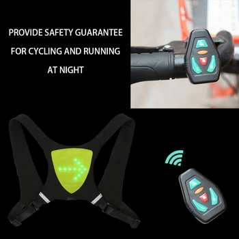 Nova LED Brezžični kolesarski brezrokavnik MTB kolo torba Varnost LED Vključite Opozorilne Luči Telovnik Izposoja Reflektivni Opozorilo Majice z daljinskim upravljalnikom