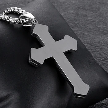 Mens iz nerjavnega jekla, prečni ogrlice Krščanski spisi obesek ogrlice hip hop nakit za vrat darila za moške dodatki