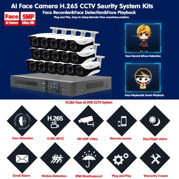 CCTV Kamere Varnostni Sistem 16CH DVR NVR Video nadzorni Sistem 5MP AHD Prostem Vremensko CCTV Kamere Sistem Night Vision