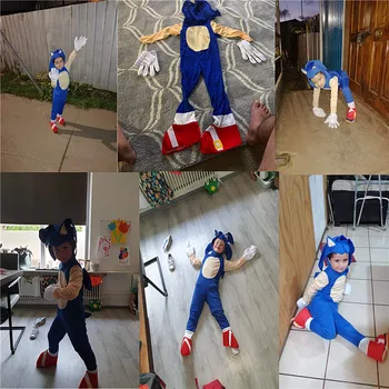 Halloween Kostum 4-13Y Otroci Anime Deluxe Sonic Hedgehog Kostum Dekle, Igra Lik Cosplay Halloween Kostumi za Otroke