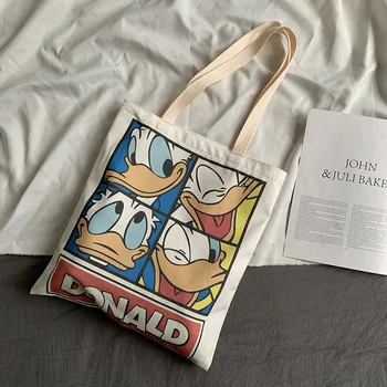 Disney mickey mouse Dekle, fant handag risanka, Donald Duck torba canves Visoka zmogljivost nakupovalna torba