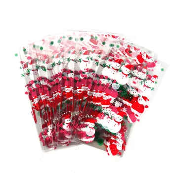 100 kozarcev Vesel Božič Peko Vrečke Pakiranje Risanka Božič Santa Claus Snežaka Prigrizek Candy Bag Piškotki Sladkarije Vrečko za Shranjevanje