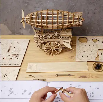 DIY 3D Lesene Model Stavbe Puzzle igrača-Lesena Mehanski Model Gradnjo Kompleti za Ukrepanje po maslu Igrače Hobiji Darilo za Otroke