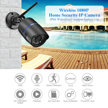 Gadinan WiFi IP Kamera Avdio Snemanje 1080P 2.0 MP Mobilna HD Omrežja Nadzor Onvif Night Vision Nepremočljiva TF Kartico Reža za Cam