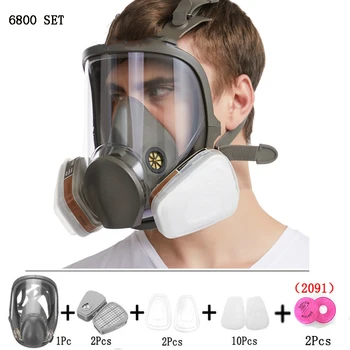 6800 Anti-Fog Prah, Poln Obraz Respirator Plinsko Masko, Barvanje Brizganje Respirator S Filtri Varnost Dela Formaldehida Varstvo