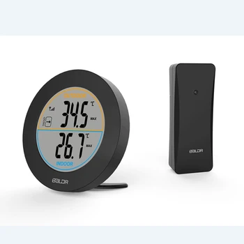 Brezžična Notranja Zunanja Temperatura Monitor Krog, Velik LCD-Zaslon Max/Min Digitalni Zid Tabela Termometer Snemanje Trend Kazalnika