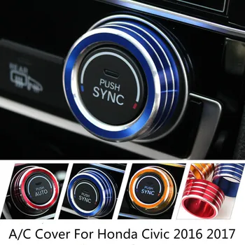 2pcs Aluminu A/C klima Gumb Za Honda Civic 2016 2017 AC Podnebnih Obročem Gumb Preklopi Trim Kritje Avto Styling