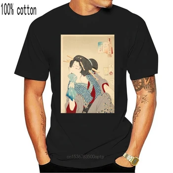 Japonski Ukiyo-E T Shirt Woodblock Art Tattoo Gejša Ženska Moški Natisnjeni Tee Vrh Priložnostne Tee Majica