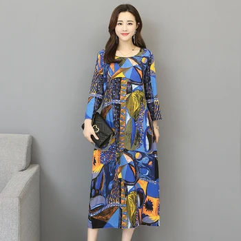 2020 Nove Poletne Ženske Dolga Obleka Priložnostne Svoboden Grafiti, Tiskanje Ženski Maxi Obleke Bombaž Perilo Elegantne Dame Vestidos Haljo Femme