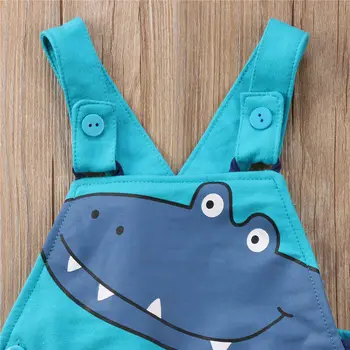 Za Malčke Baby Boy, Girl Obleke Brez Rokavov Risanka Kostum Dinozaver Romper Gumb Jumpsuit Obleko Set