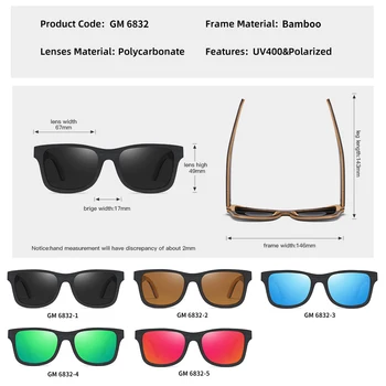 GM Naravnih Lesenih sončna Očala za Moške Polarizirana sončna Očala Celoten Okvir Les Odtenki Očala Ročno izdelan Za S6832