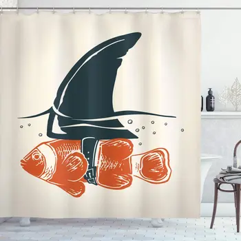 Shark Tuš Zavesa Pop Art Klovn Ribe z Shark Fin Prikrivanje, Goljufija Humor Strategije Pazi Temo Kopalnica Dekor Nastavite s Kavljem
