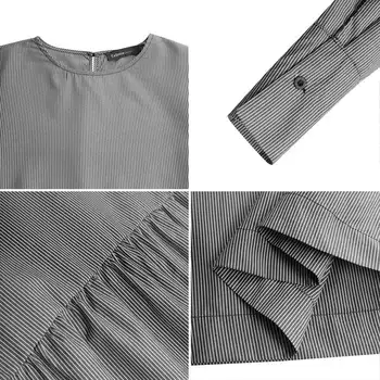 Bohemian Oblačenja Celmia Žensk Long Sleeve Vintage Prugasta Maxi Obleke 2021 Modni O-Vratu Priložnostne Ohlapno Nagubano Dolgo Majico Robe