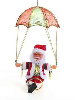 2021 Božič Električni Padalstva Igralec Igra Santa Claus Ornament Dekoracija Lutka Z Glasbo CreativeXmas Dekor Otrok Igrača Darilo