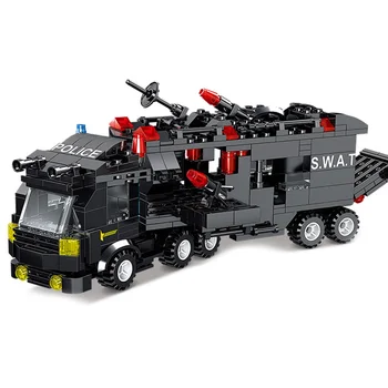 8IN3 SWAT City Policijska Postaja gradniki Playmobiled Mestni Avto Tovornjak Ustvarjalne Opeke logoINGlys Igrače Za Otroke, Fantje Darila