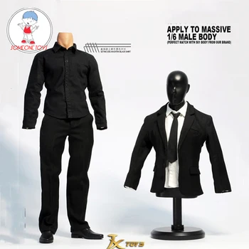 JXTOYS-034 1/6 Obseg Moški Black Western Obleko s Črno Bela 2 Barve, Rokavi, Oblačila za Mišično Telo Slika