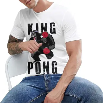 Risanka Smešno Namizni Tenis Gorilla Kralj Ping Pong T Shirt Unisex Visoko-Q S-6XL Krog Vratu T-Shirt