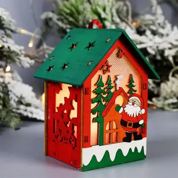 3D Mini Lesene Žareče Hiša Ustvarjalnih Vasi Svetlobna Hiša Božično Drevo Viseči Okras Novo Leto Festival Darilo
