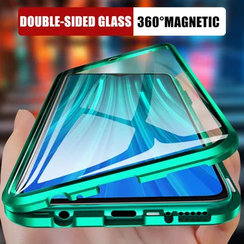 360 Kovinskih Magnetnih Primeru Telefon Za Xiaomi Redmi Opomba 10 Lite 9 9 8 7 K20 K30 Pro Dvojno Steklo Za Xiaomi 10 Pro Pokrovček Primeru