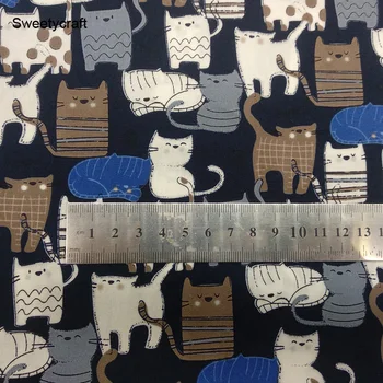 110x45cm Risanke Mačka Tiskane Bombažne Tkanine, Quilting Telas Por Metro Mozaik Algodon Domačega Tekstilnega Posteljnina Krpo Šivanje Tissus